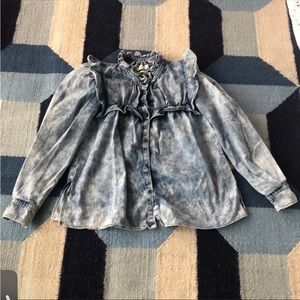 Isabel Marant denim puff sleeve blouse size small